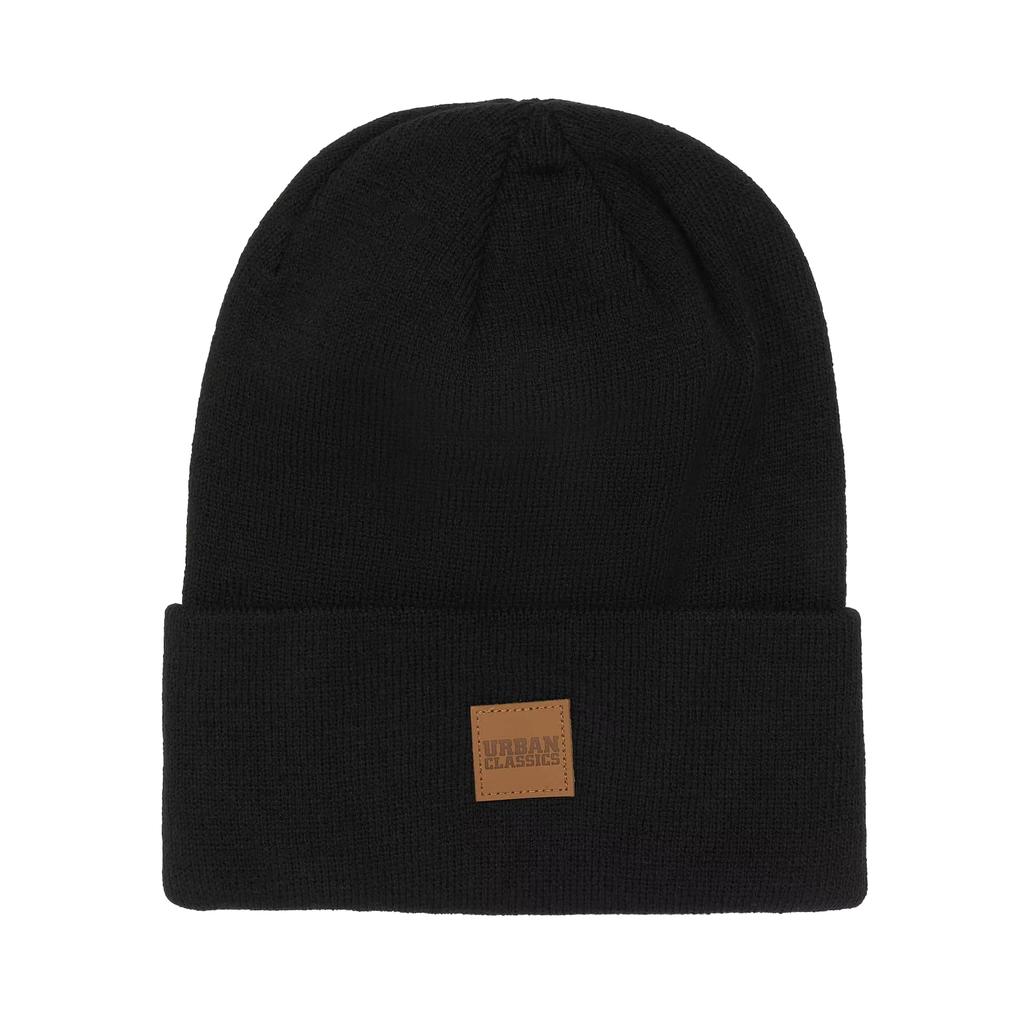 Urban Classics Faux Leather Patch Long Beanie