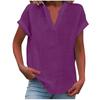 Women's V Neck Short Sleeve Loose Fit Solid Color T-Shirt Casual Summer Top