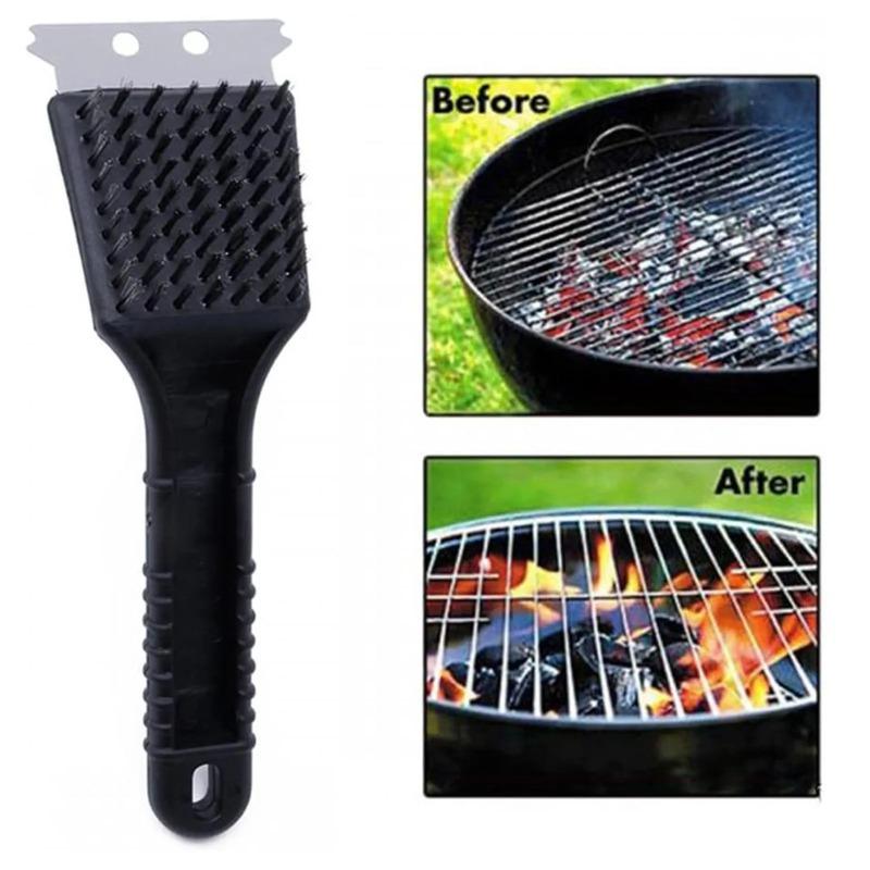 2 In 1 Steel Wire Bbq Barbecue Grill Oven Cleaner Cleaning Brush Metal Scrapers Bird Cage Scraper Brush Kitchen Accessories