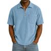 Men's Summer Solid Color Zipper Pocket Lapel Loose Short Sleeve Top