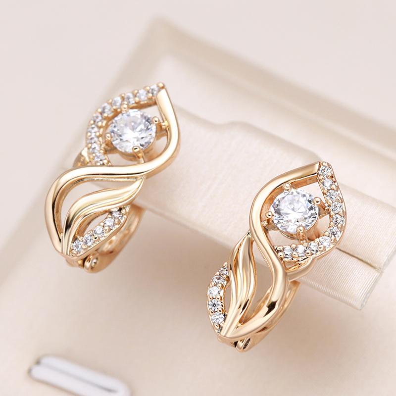 Cercei Atârnători Culoare Aur Roz Modă Zircon Natural Cercei Cristal Vintage Pentru Femei Bijuterii Fine Zilnice