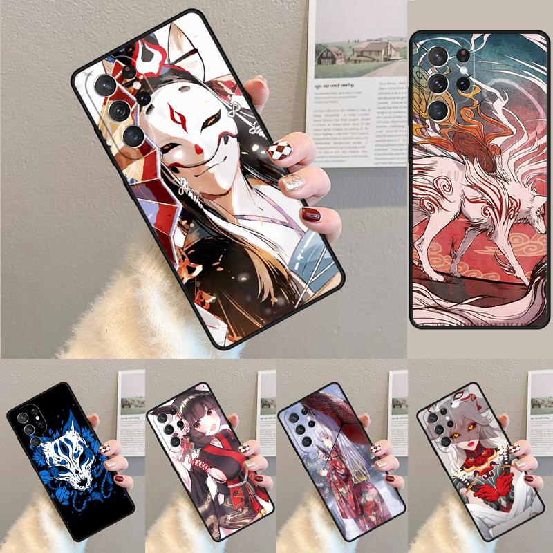 Japanese Style Anime Fox Silicone Phone Case For Samsung Galaxy Note 10 Pro S26 S25 S24 S23 S22 S21 Plus S25Ultra Capa Cover