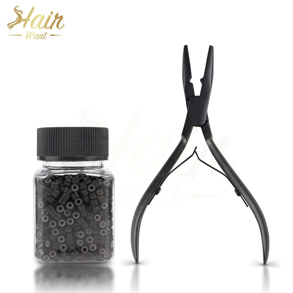4.0mm Micro Rings Beads Hair Extensions Tools with Professional Pliers for Weft and I-Tip Hair Extensions