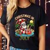 Christmas In July Shirt Funny Summer Santa T Shirt Tropical Xmas Vacation Tee