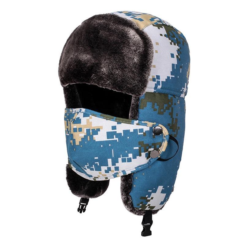 Camouflage thickened winter outdoor ear protection warm hat men's and women's cycling windproof and cold-proof cotton hat