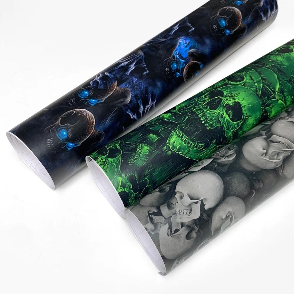 DIY Car Adhesive Vinyl Film for Motorcycle Vinyls Skull Texture Car Wraps Full Body Covering Waterproof Automotive Sticker Wrap