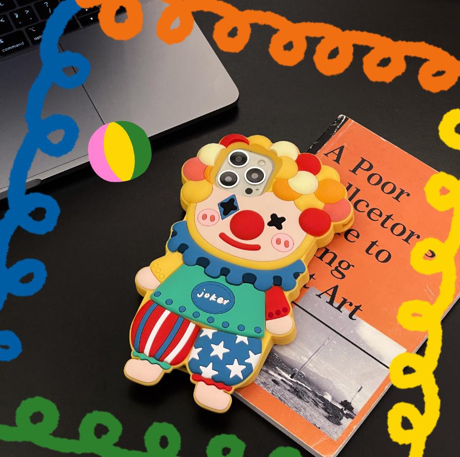 Three-Dimensional Cartoon Clown Silicone Case for iPhone 11/12/13/17 Pro Max