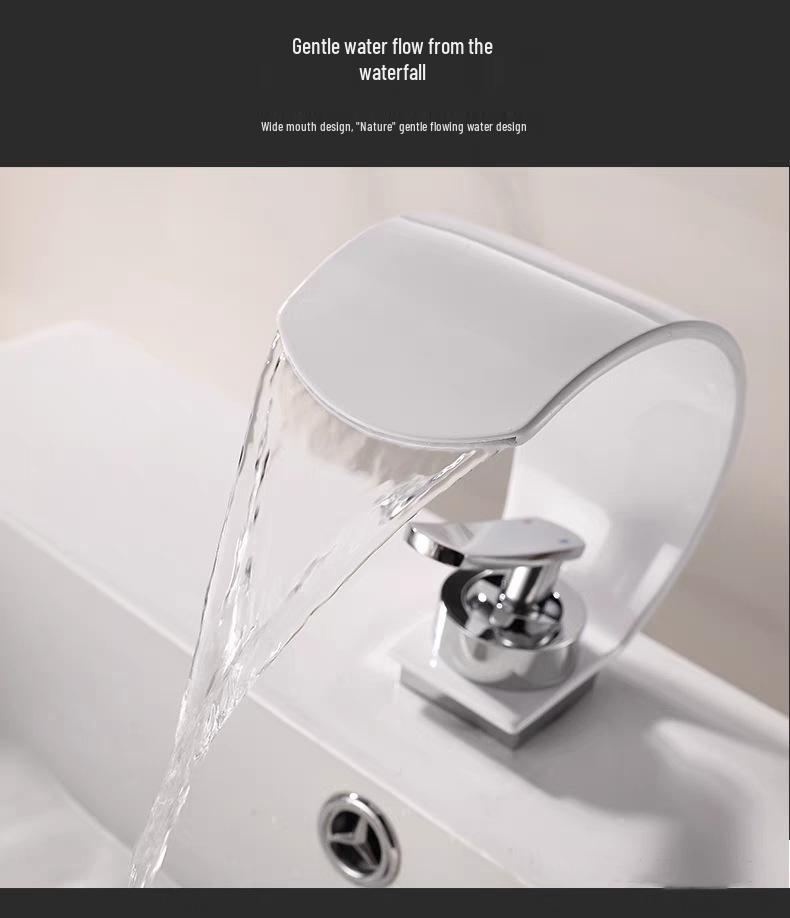 Luxury Brass Hot & Cold Waterfall Faucet for Bathroom Washbasins
