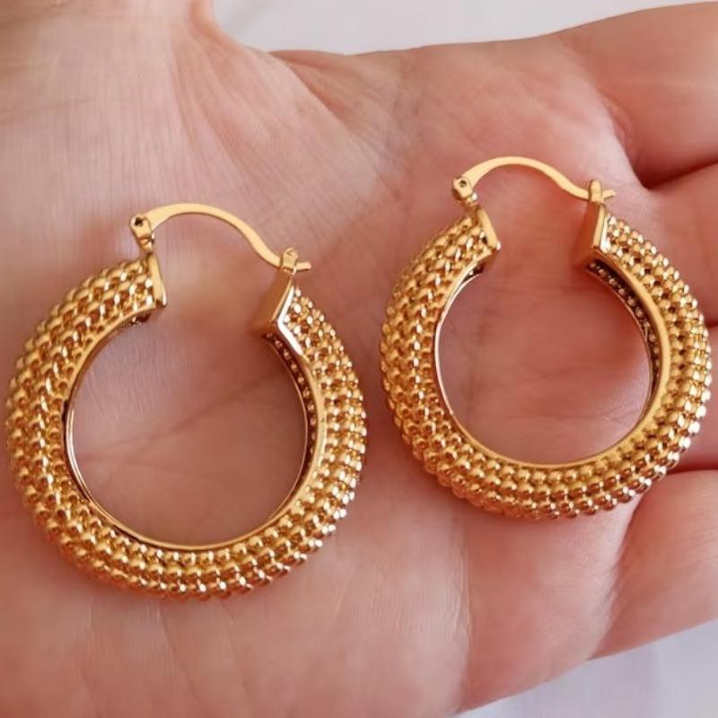 Kreative Gewebte Textur Vergoldete Creolen für Damen Elegantes Bankett Perfekte Schmuckaccessoires Tragegeschenke