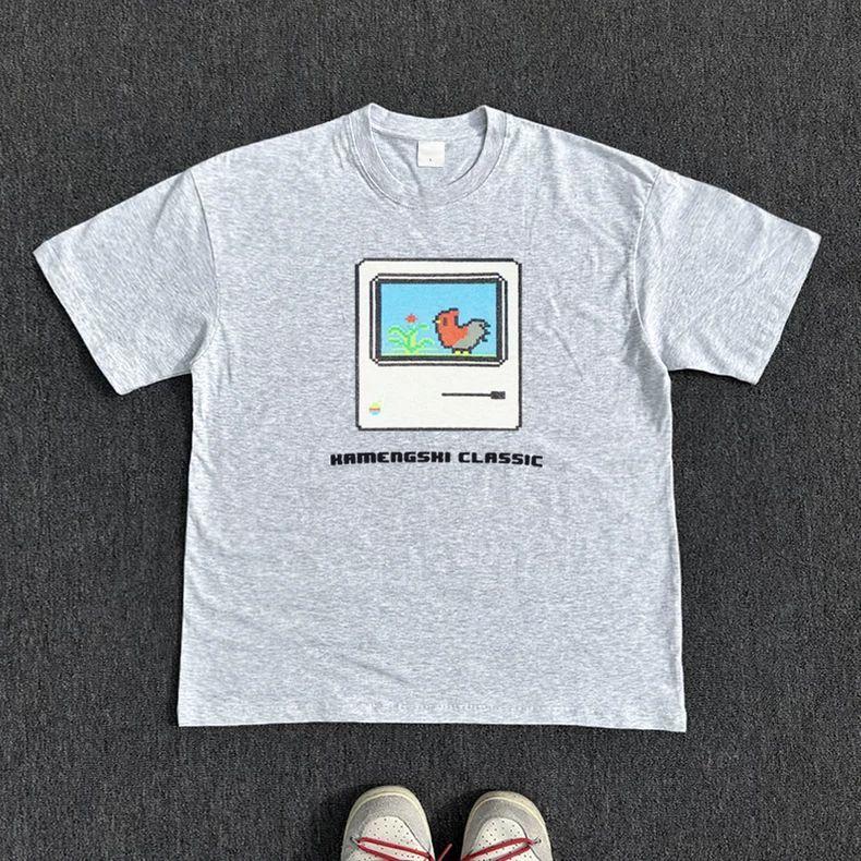 2025 New Summer American Retro Pixel Cartoon Bird Student Niche Short-sleeved T-shirt