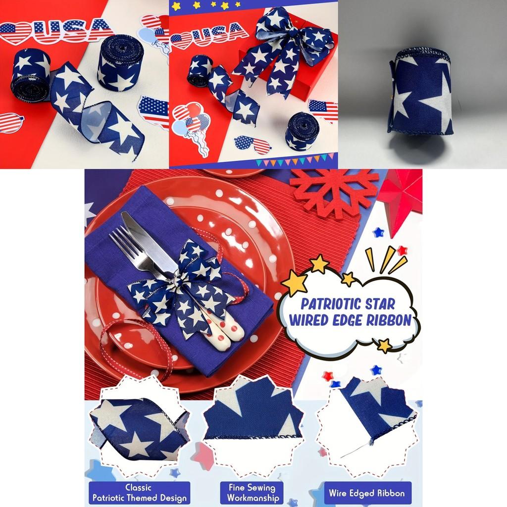 Blue Stunning And White Star Ribbon For Diy Independence Day Projects Decorative