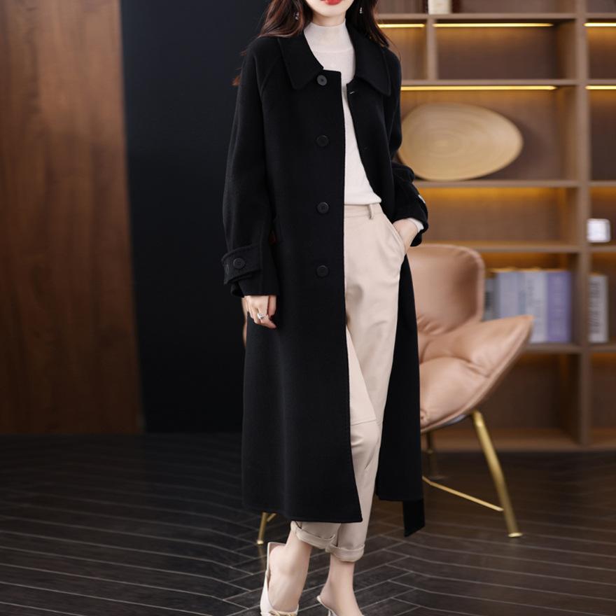 Design Sense Niche Double-sided Wool Coat Women's Extended Autumn and Winter New Loose and Thin Fur Coat