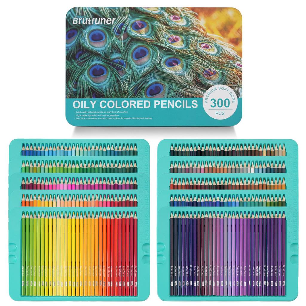 Brutfuner 180 Oil & Water-Soluble Colored Pencils Set for Drawing & Doodling - Ideal Gift