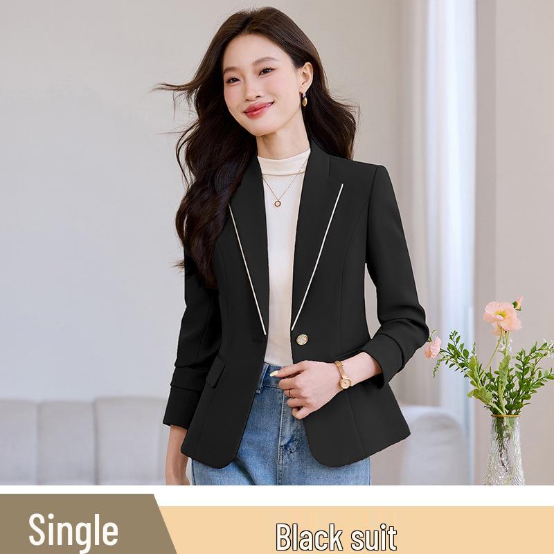 2025 Women's High-End Apricot Blazer: Korean Style, Slim Fit, Versatile Autumn Top