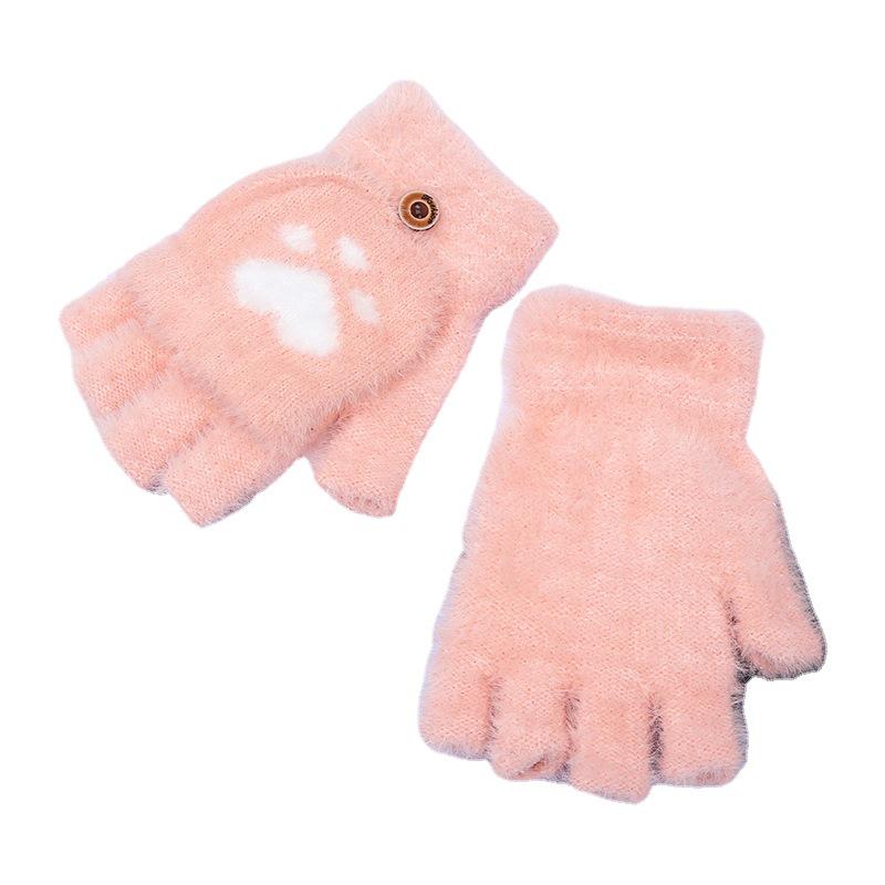 Plüsch Katzenpfoten Fingerlose Handschuhe - Warmer Nerz für Mädchen