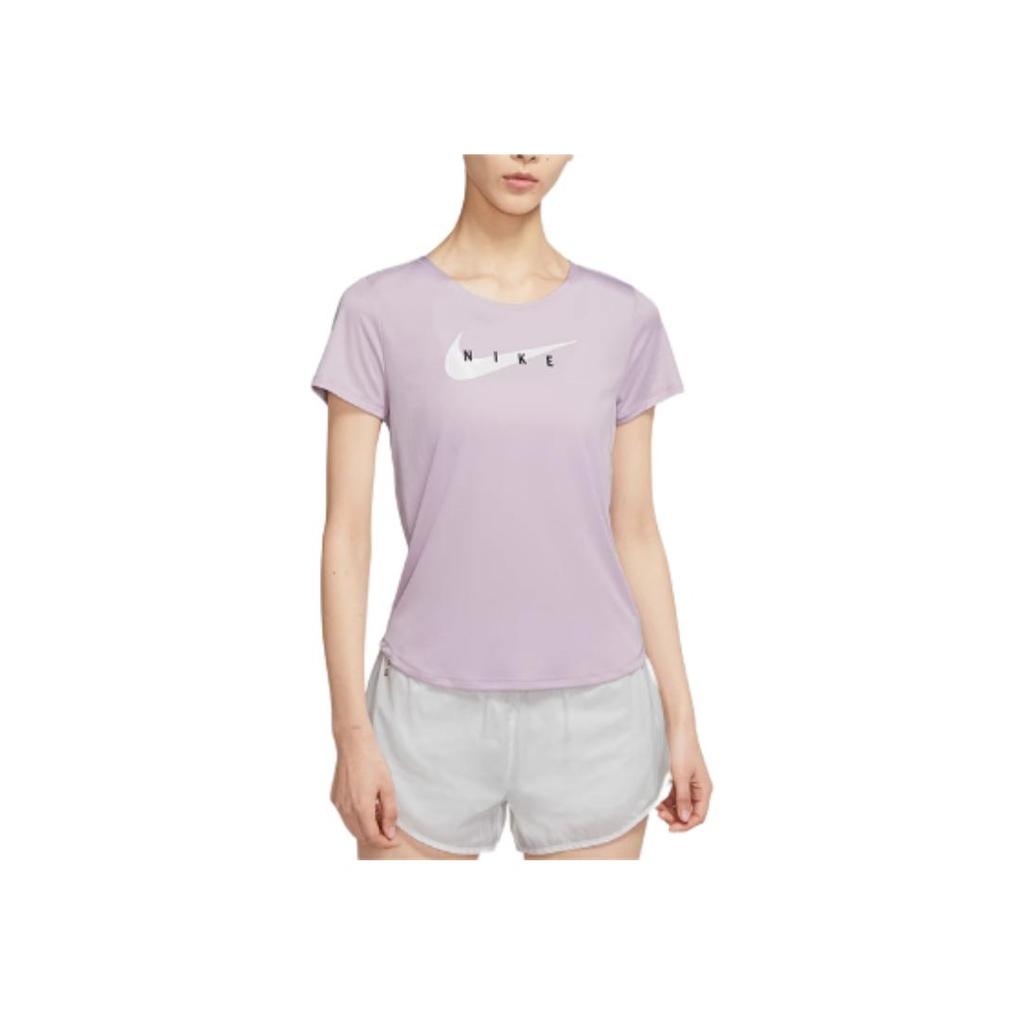 Nike Swoosh Dri-Fit Quick-Dry Breathable Fashion Short Sleeve T-Shirt Women Tops Light-Purple DN4557-576