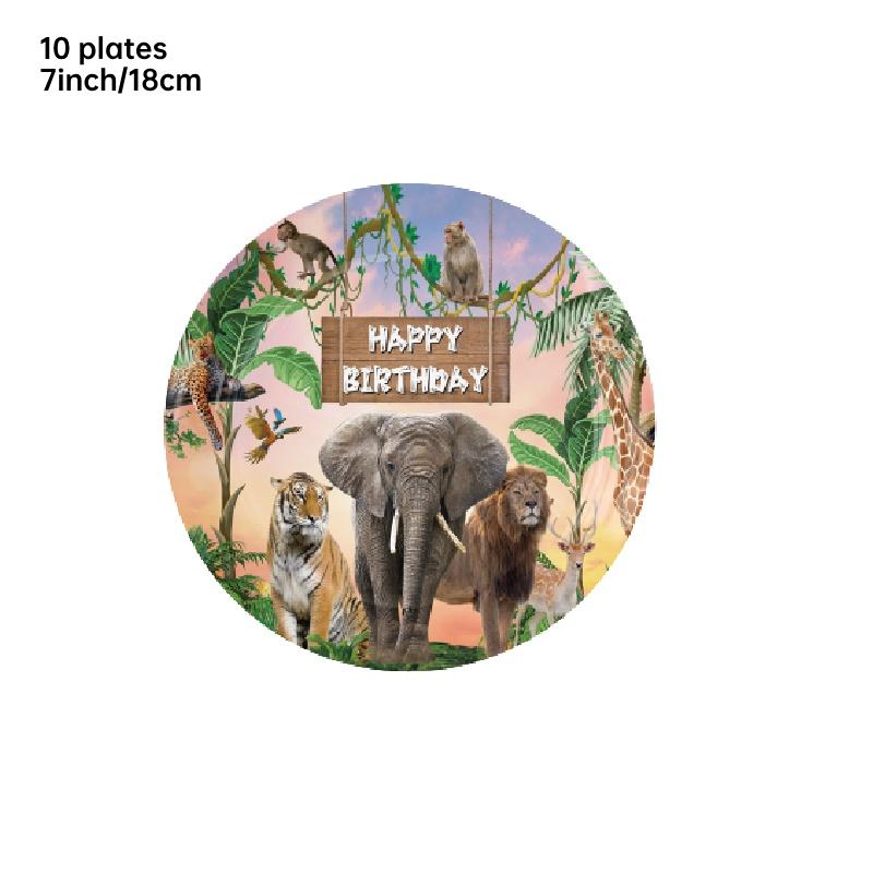 Jungle Animal Zoo Birthday Party Supplies For Boys Jungle Theme Decorations For Baby's First Birthday Tableware And Tablecloth
