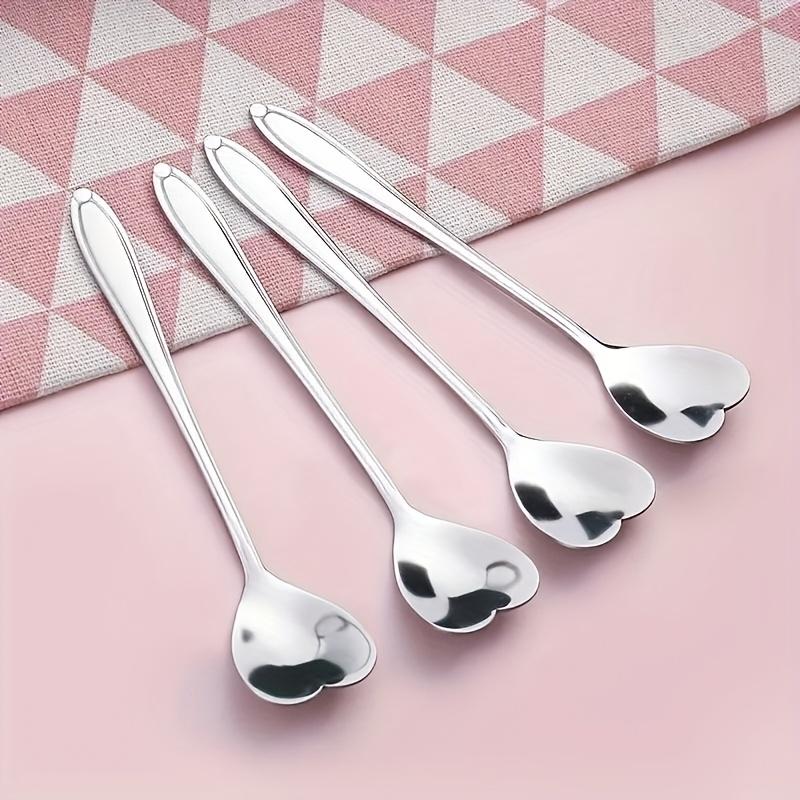 8/16pcs Heart-shaped Dessert Coffee Spoon Set Stainless Steel Mixing Spoons Spoon for Home Restaurant Kitchen Supplies Tools