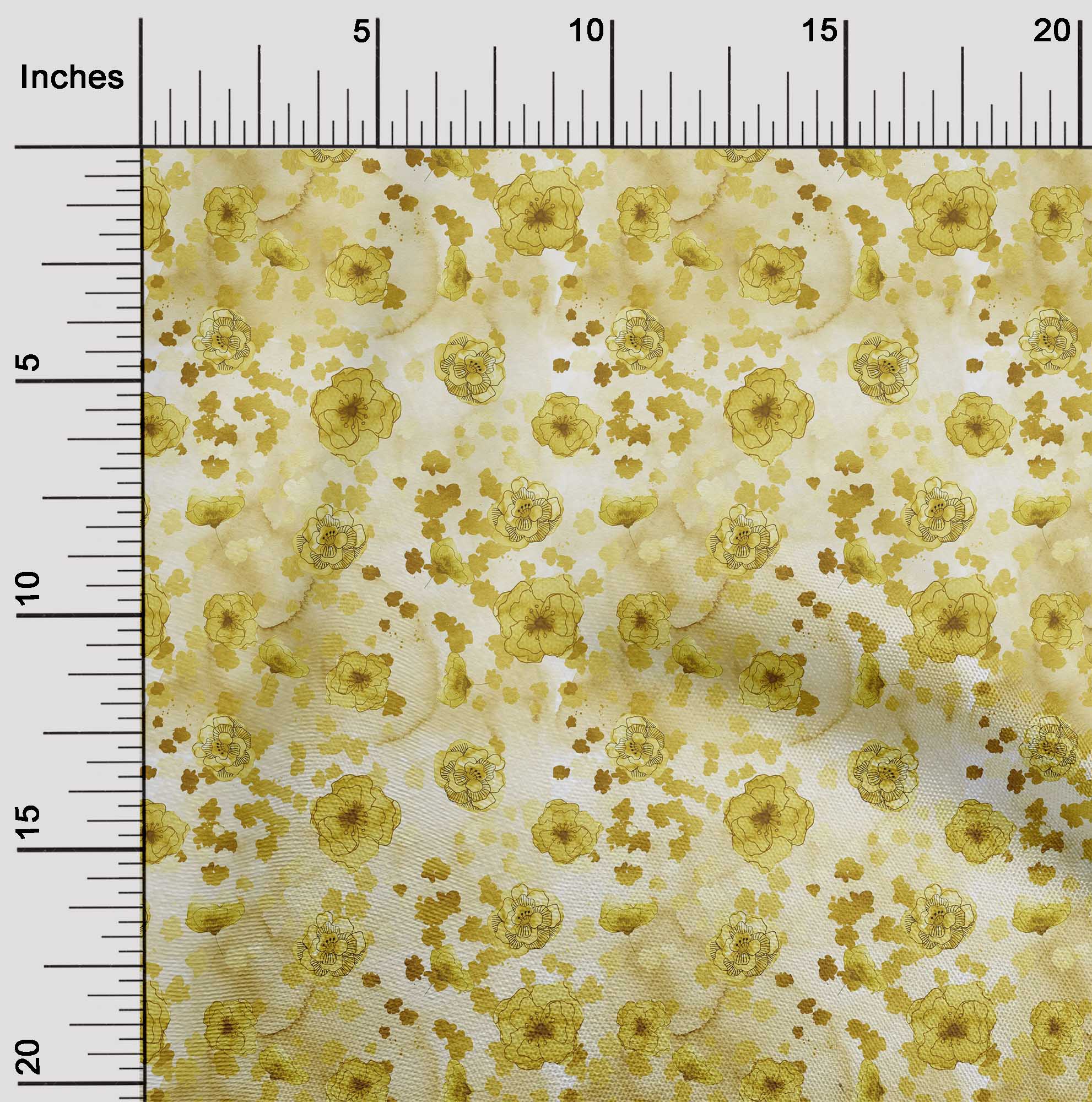 

oneOone Cotton Flex Dusty Teal Green Fabric Flower Watercolor Craft Projects Decor Fabric Printed By The Yard 40 Inch 42 Inch Wide - Viscose Chiffon жовтий