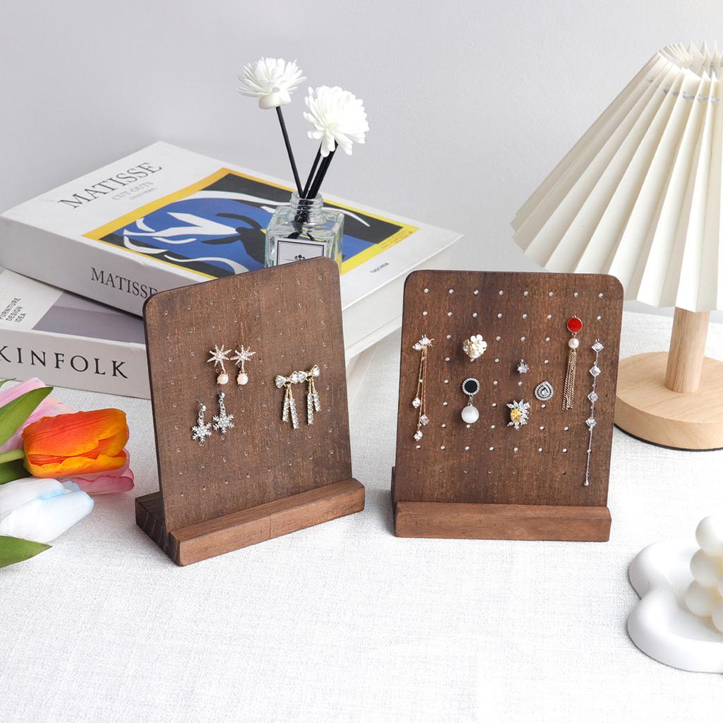 72 Holes Earring Holder Wood Earring Stands with Base Earring Hanger Board Stud Earring Stand Organizer Jewelry Rack Display