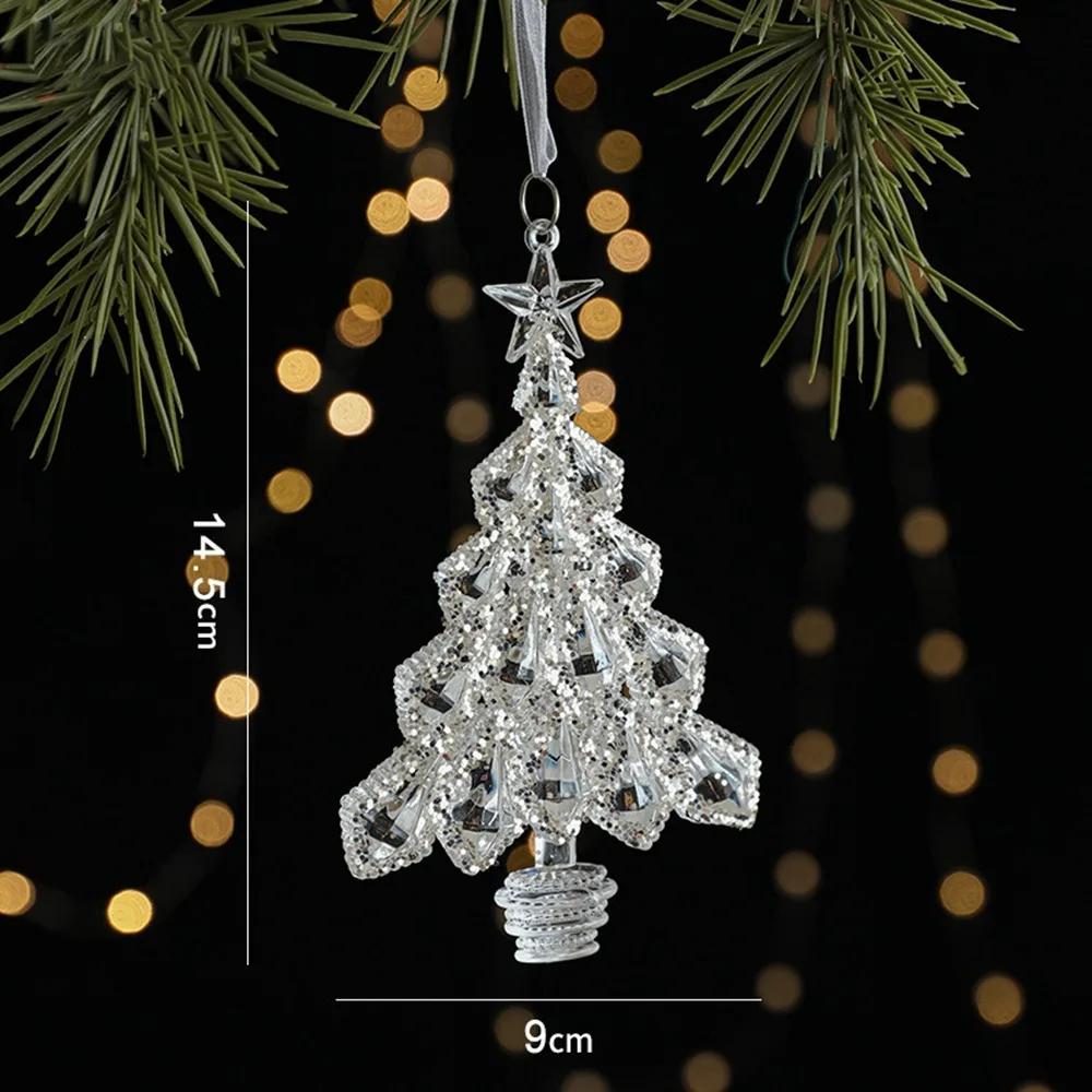 Acrylic Christmas Crystal Pendants Snowflake Wall Pendant Christmas Tree Ornaments Indoor Outdoor DIY Crystal Hanging Christmas