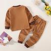 Toddler Boys Underwear Set Cotton Lettering And Bear Pattern Long Sleeve Top And Matching Pants Pajama Set