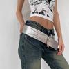 Y2K Wide Belt Silver PU Leather Waistbands Punk Rivet Waist Belt  Teens