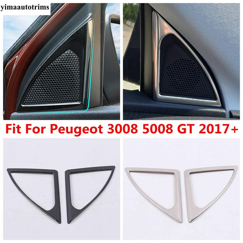 Car Pillar A Audio Speaker Tweeter Frame Cover Trim For Peugeot 3008 5008 GT 2017 -  Stainless Steel Accessories Interior
