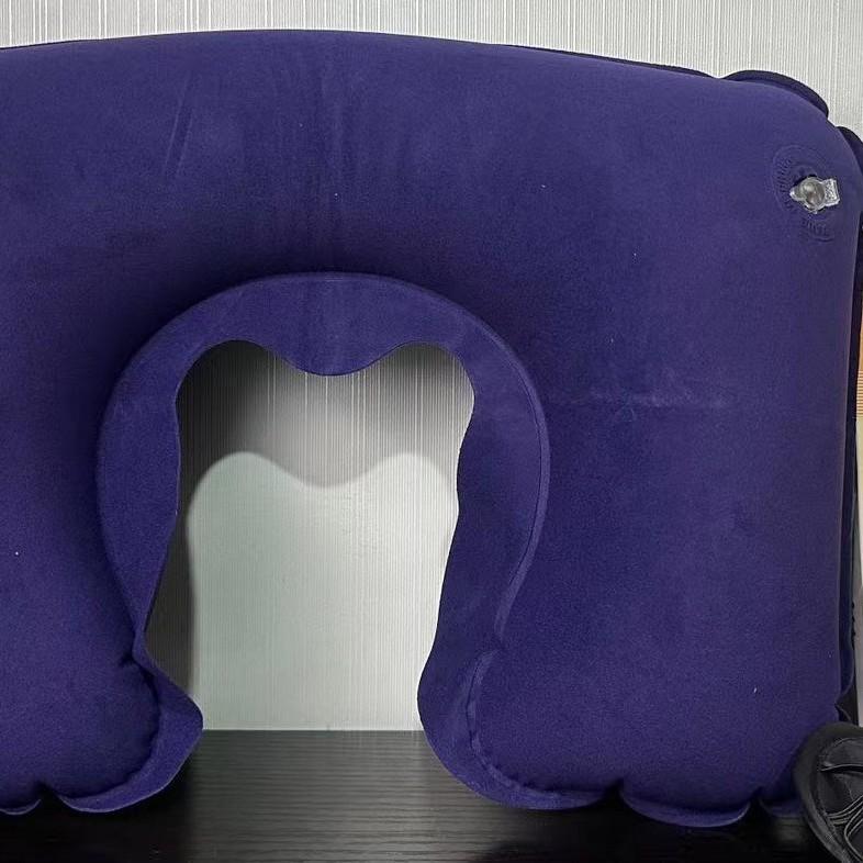 Inflatable U-Shaped Neck Pillow for Travel and Camping - Mouth-Blow, Multi-Functional, and Foldable