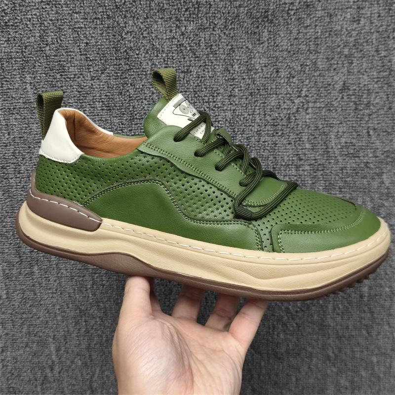 Soft Leather Men's Shoes 2025 Summer New Hollow Holes Breathable Versatile Lightweight Trend Men's Sports and Leisure Sandals