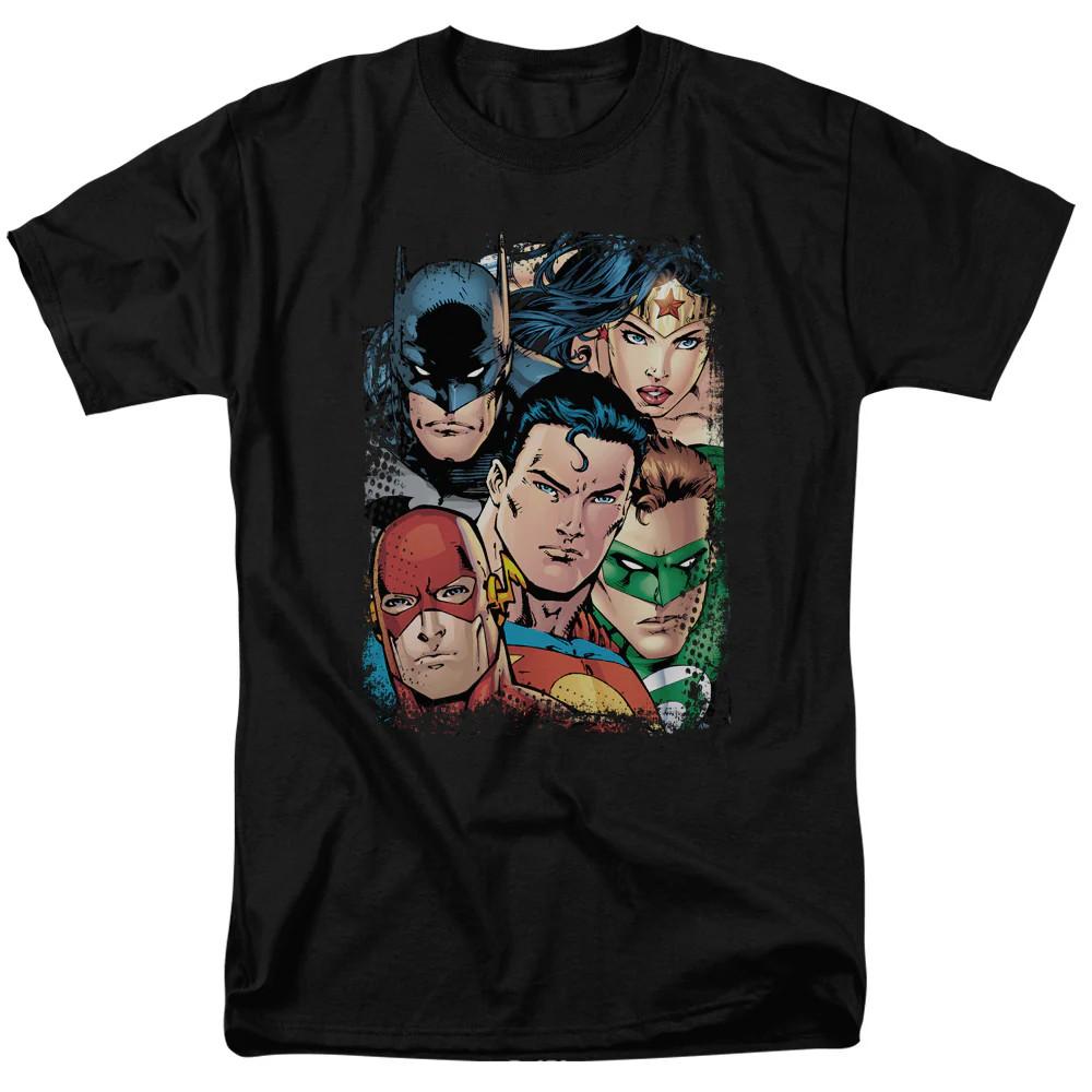 

Justice League Up Close and Personal Mens T Shirt Black 4XL