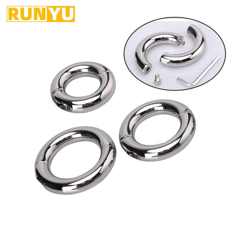 RUNYU Männer Hodensack Fesseln Metall Cock Ring Hemmende Eichel Penis Ejakulation Verzögerung Sex Aids Samen Lock Ring Erwachsene Sextoys