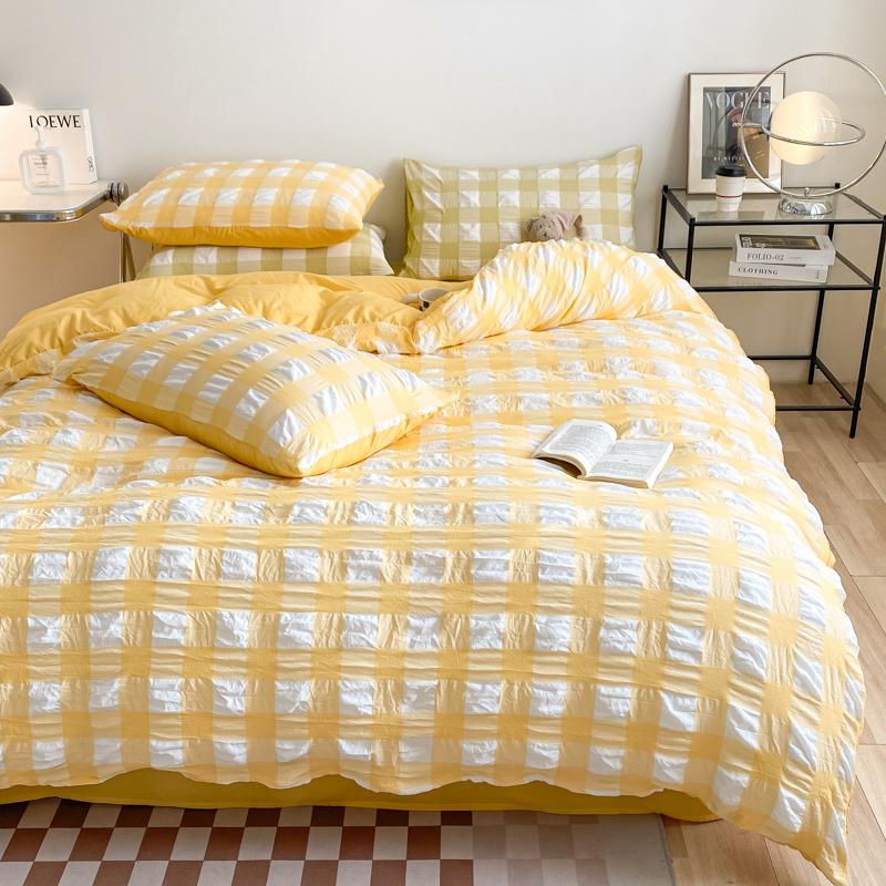 INS Károvaná Série Povlečení Prané Bavlna Povlak na přikrývku prostěradlo povlaky na polštáře Ložní prádlo Set Queen/King Postel edredones de cama