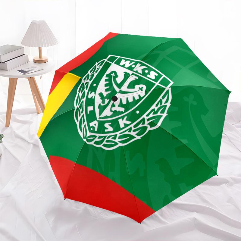 Śląsk Wrocław pattern, automatic folding umbrella, portable and foldable design, 8 ribs, a Christmas or birthday gift.