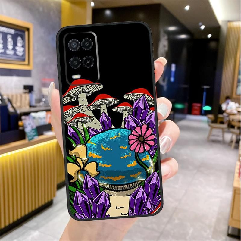 Mushroom Psychedelic Trippy Frog Case For Oppo A96 A76 A16 A17 A18 A60 A80 A40 A38 A58 A78 A98 A94 A74 A54 A15 A57 A77 A5 Pro