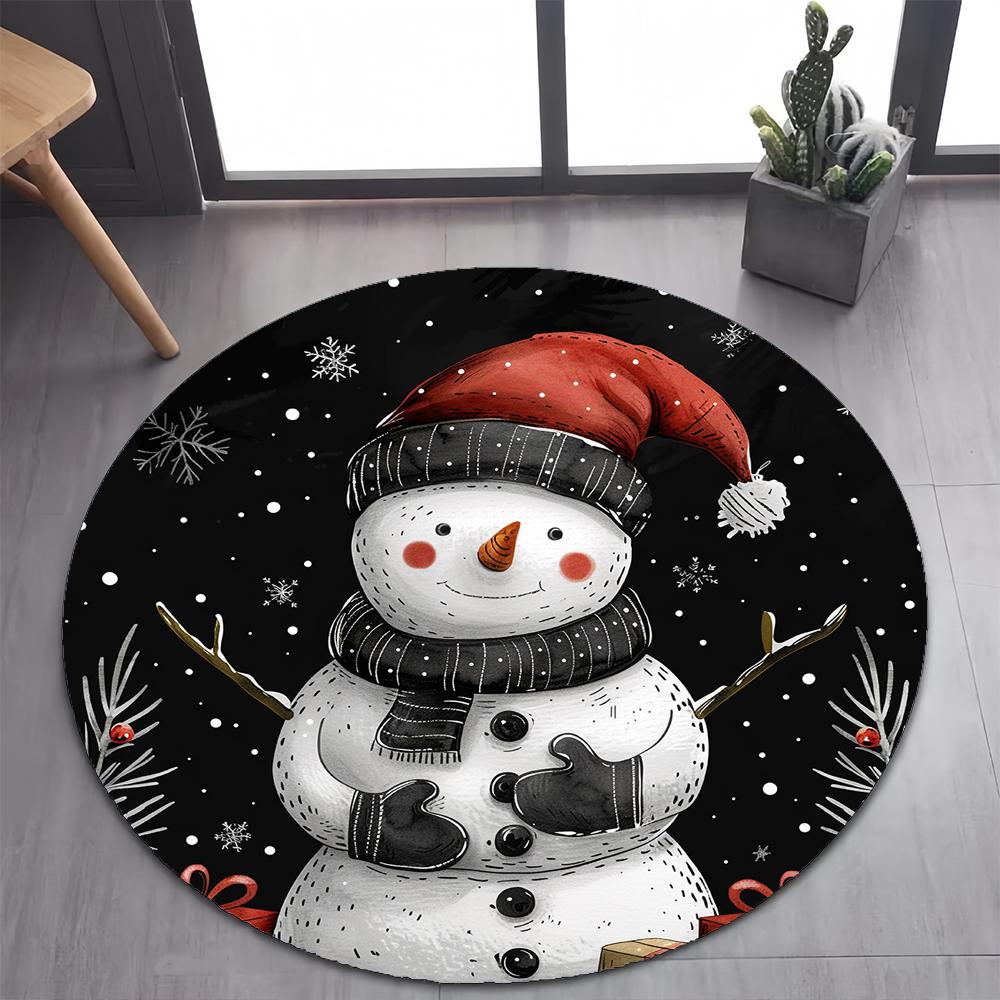 Niedlicher Weihnachtsmann Frohe Weihnachten Baum Cartoon Festival Geschenk Runder Teppich für Schlafzimmer Wohnzimmer Dekoration, Dekor Bodenmatte