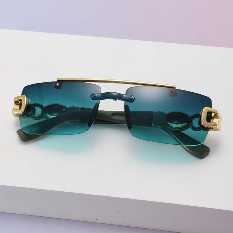 

Trend Frameless Trimmed Small Frame Square Sunglasses Blue Lenses Sunglasses Trend