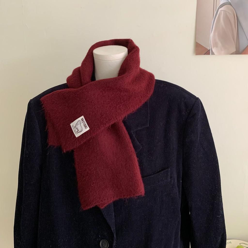 Women's Autumn and Winter Alpaca Wool Scarf Versatile Thickened, Soft, Skin-Friendly, Cross Short Solid Color Neck Warmer