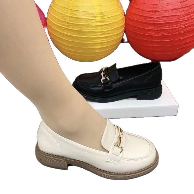 Chaussures simples en cuir souple Chaussures en cuir style britannique plates décontractées antidérapantes