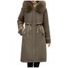 Women's Fashion Casual Solid Color Hooded With Plush Medium-length Long-sleeved Zipper Button Cotton Coat Jacket