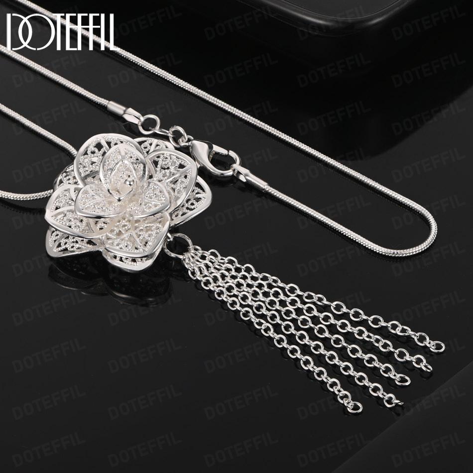 Модное ювелирное изделие из стерлингового серебра 925 пробы, ожерелье с подвеской-цветком, 18 дюймов 45CM