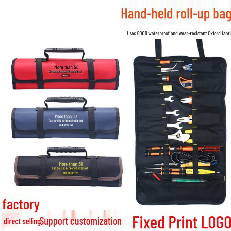 Electrician's Roll-up Tool Storage Bag - Wear-resistant, Thickened Canvas for Multifunctional Use