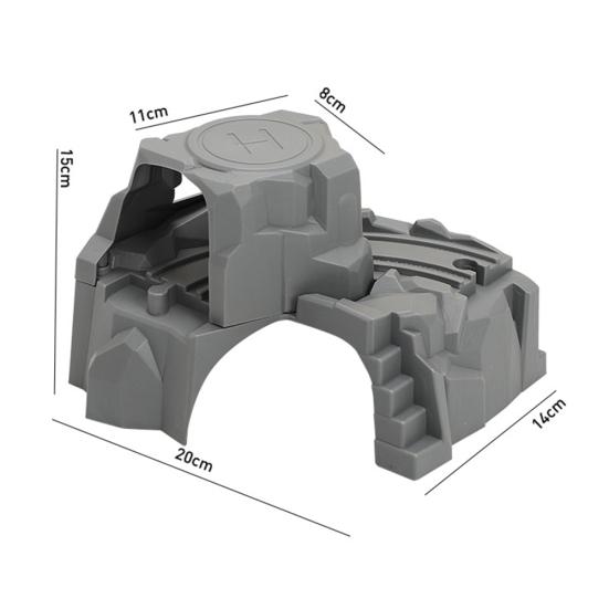 2Pcs Plastic Double Tunnel Wooden Train Track DIY Railway Scene Accessories