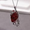Halloween Gothic Roter Kristall Blume Dornen Anhänger Halskette für Damen Herren Punk Liebesherz Skelett Totenkopf Choker Schmuck