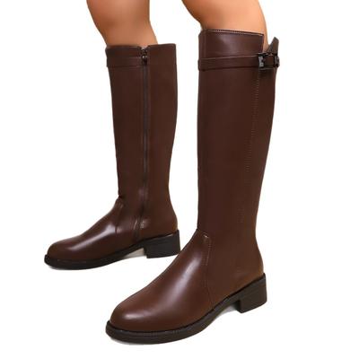 Plus Size Shoes for Women 35-42 Autumn Winter Fashion Women Round Toe Comfortable Non-slip Knee-high Boots Women Footwear