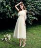 2025 New Off-the-Shoulder Bridesmaid Dress: Mid-Length, Slimming, with Fairy Charm for Special Occasions.