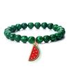 One Piece Watermelon Charm Bracelet Women Men Boho Fruit Bracelet Natural Stone Elastic Bracelet Girls Summer Jewelry Gift