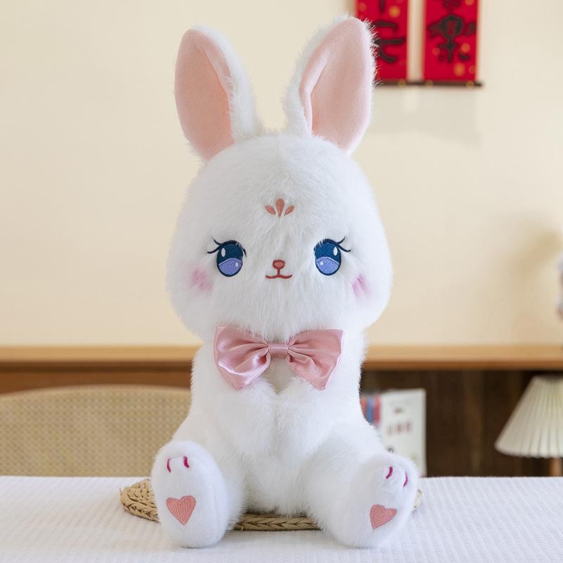 Cute Playful Fox Plush Toy Girl Birthday Gift Smart Rabbit Doll Bow Cat