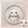 Pearl Painting Kit DIY Cute White Bunny and Flowers. Home or Office Wall Decoration