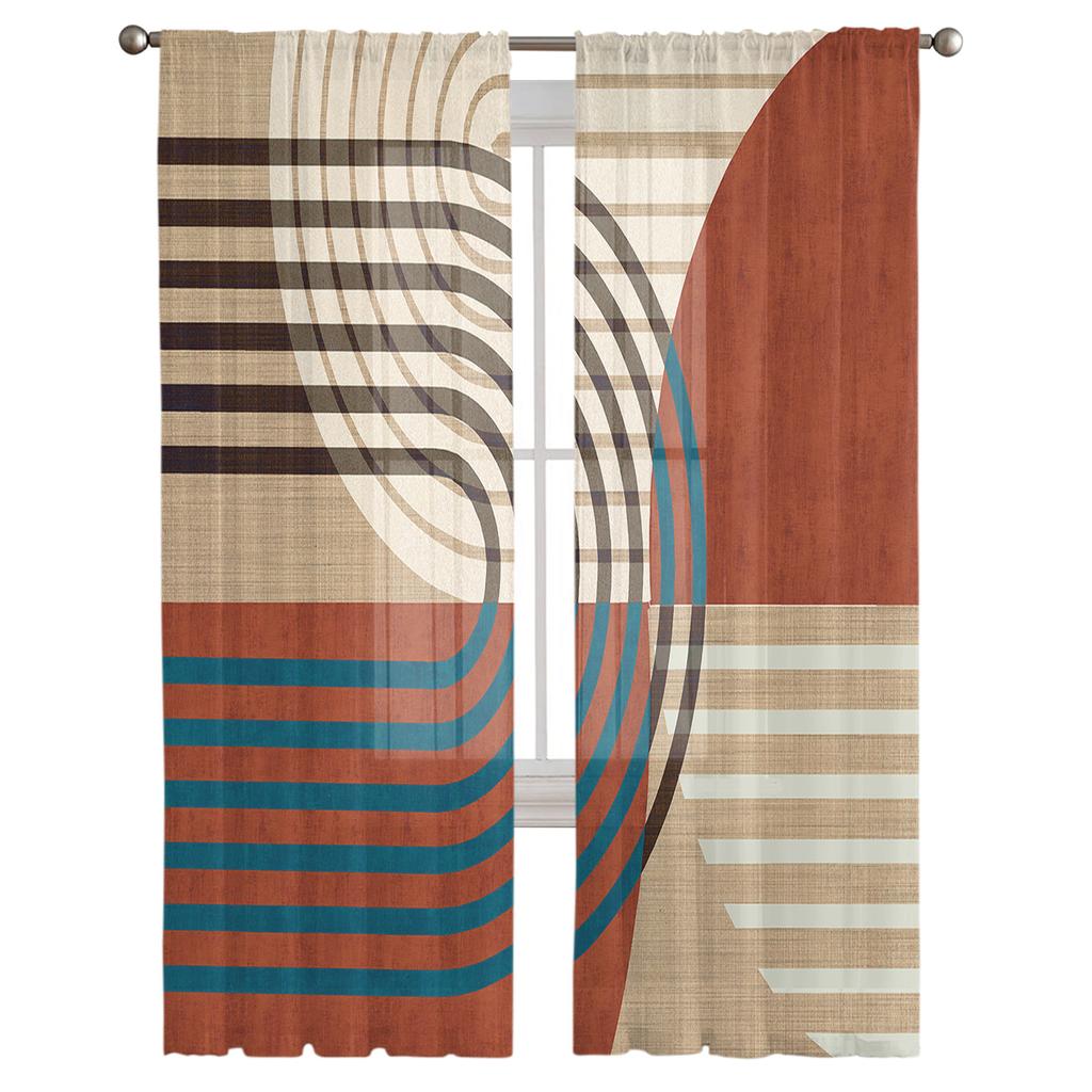 Abstract Geometric Sheer Curtains For Living Room Bedroom Home Decor Kitchen Tulle For Windows Voile Drapes